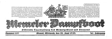 Vokiečių leistas dienraštis „Memeler Dampfboot“ buvo pagrindinė tribūna, iš kurios sklido priešiška nuomonė dėl Klaipėdos krašto evangelikų liuteronų bažnyčios atskyrimo nuo Vokietijos