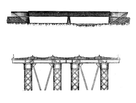 Lugos tilto fasadas ir skersinis pjūvis