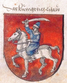 Lietuvos valdovo herbas 1530 m. Augsburge leistame herbyne (Sammelband mehrerer Wappenbucher). Bavarijos valstybinė biblioteka, Miunchenas, Vokietija