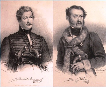 1831 metų sukilimo Lietuvoje vieni iš vadovų (iš kairės į dešinę): Ezechielis Stanevičius, Mauricijus Prozoras (dailininkas Antanas Mackevičius)