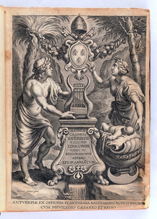 Motiejus Kazimieras Sarbievijus, „Lyrika“, Antverpenas, 1632 m. Titulinį puslapį iliustravo Peteris Paulius Rubensas